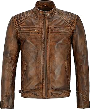 Brad Pitt Men Real Leather Jacket Chestnut Speed Racing